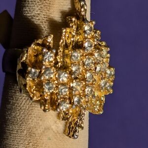 Gold and Crystal Cluster Ring
